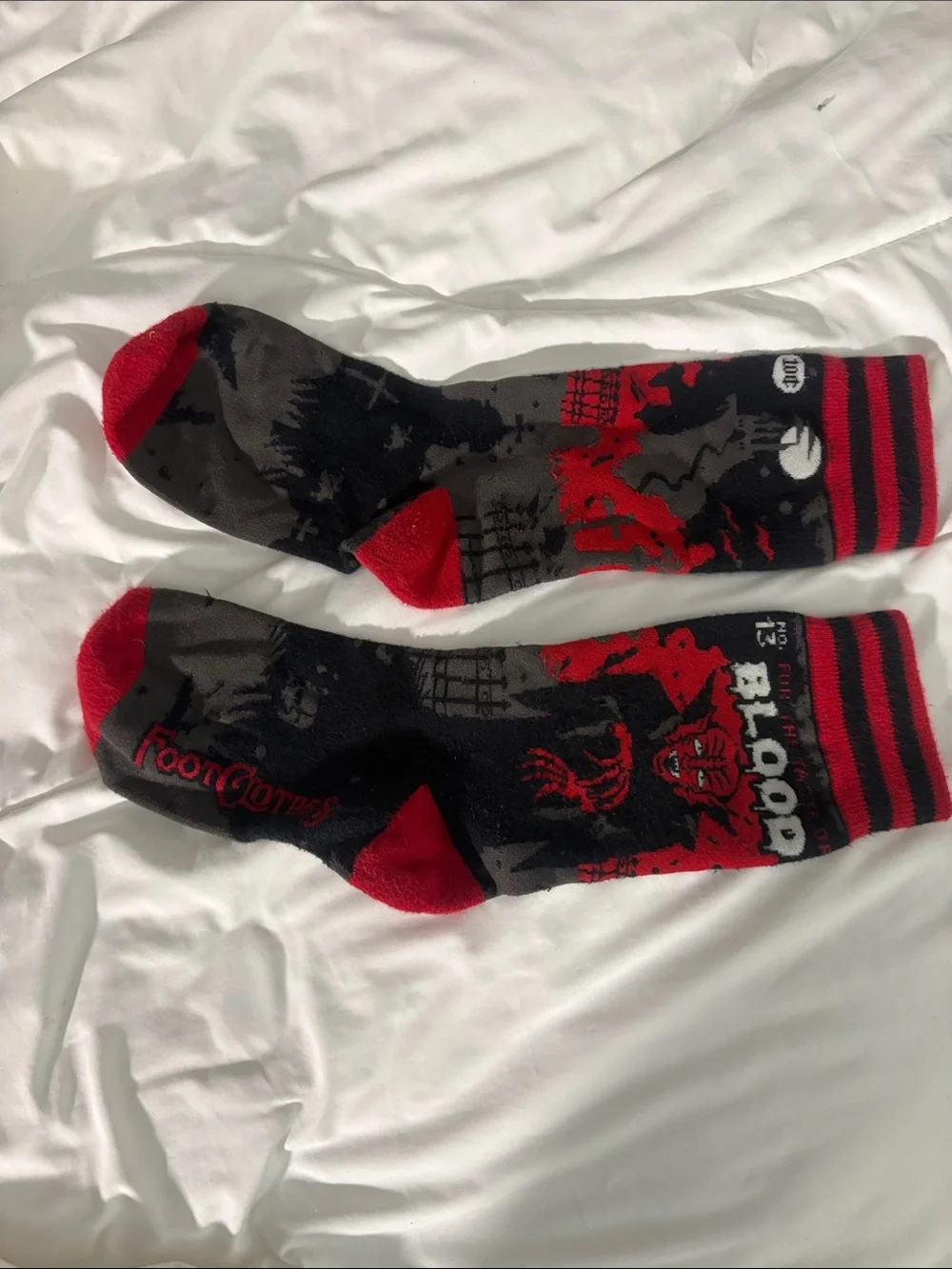 Vampire Graphic Crew Socks - Black & Red